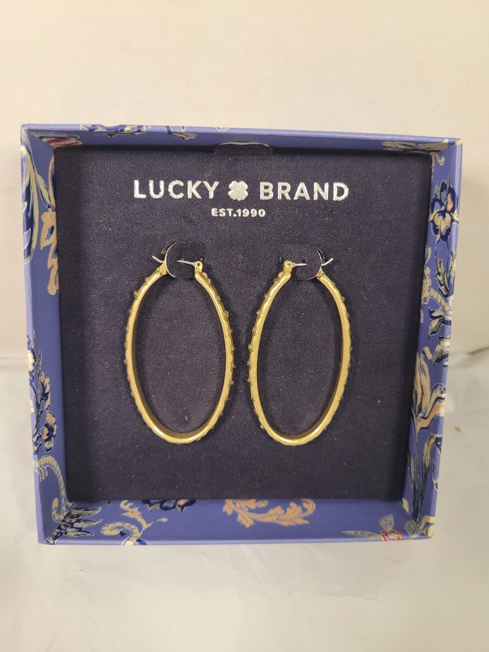Lucky Brand Gold Textured Hoop Earrings (W)